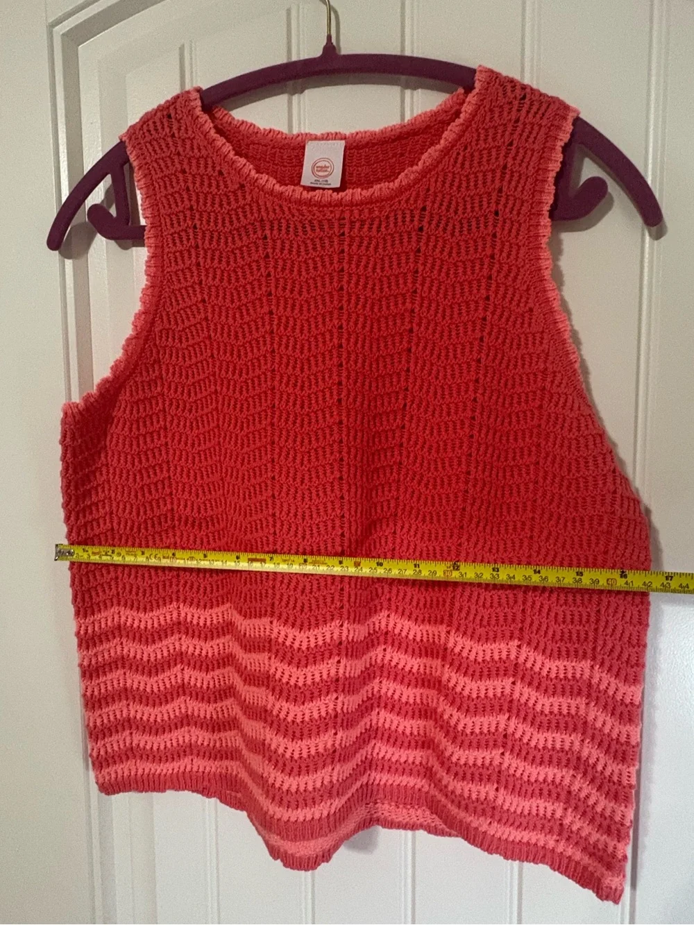 wonder nation Coral and Light Coral Crochet Tank Top